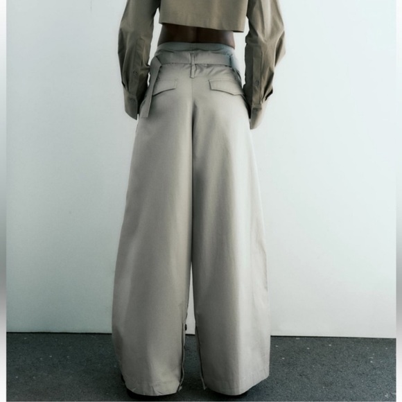 Zara Belted Full Length Wide Pants - Picture 2 of 7